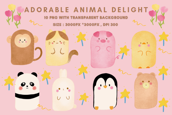 Adorable Animal Delight PNG 3000*3000