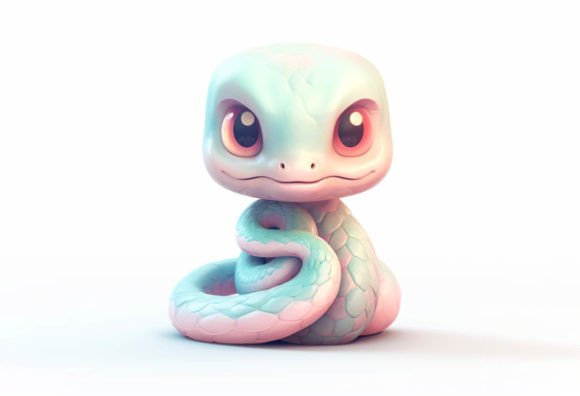 Adorable Charm for Your Projects: Snake Kawaii Animal
