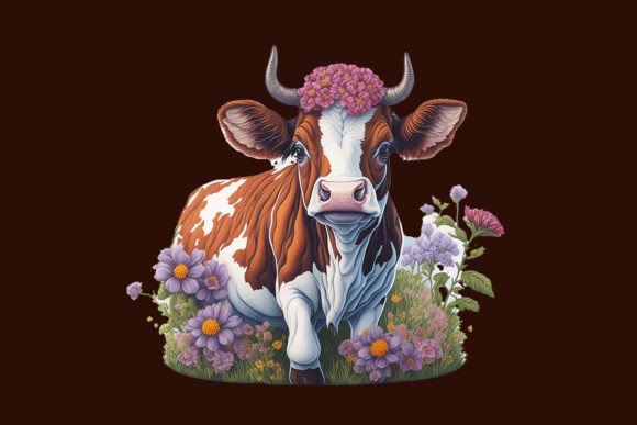 Adorable Farmhouse Charm: The Cute Cow Animal Sticker Design Set