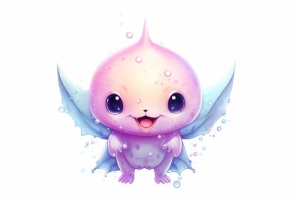 Adorable Stingray Kawaii Animal Digital Wall Art