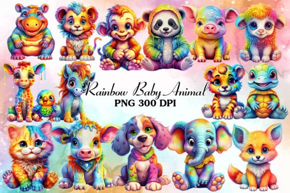 Bringing Whimsy to Your Projects with Rainbow Baby Animal Clipart
