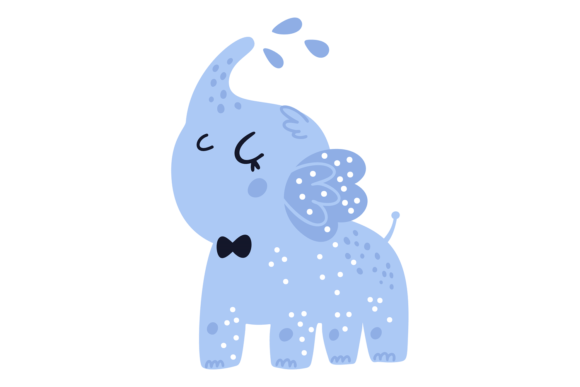 Cute Elephant Washing. Funny Animal Pour: A Playful Design Asset