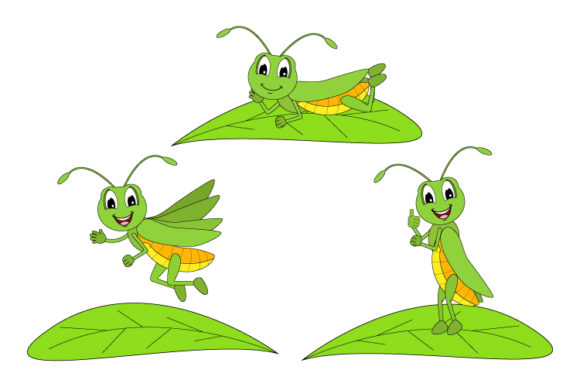 Cute Grasshopper Animal Cartoon: A Playful Asset for Creative Projects