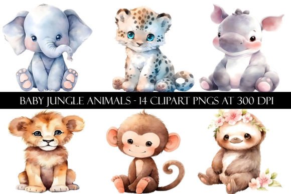Enchanting Baby Jungle Animal Clipart for Creative Projects
