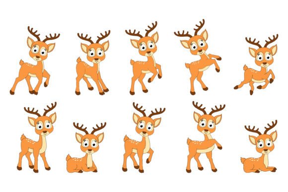 Enchanting Design with the Cute Deer Animal Cartoon Set