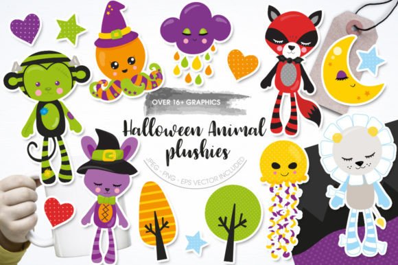 Halloween Animal Plushies: Cute & Spooky Clipart for Creators