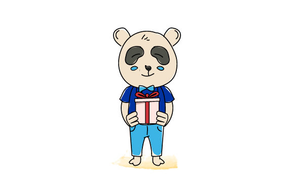 Hand Drawn Animal Panda Bring a Gift Box: A Charming Design Asset