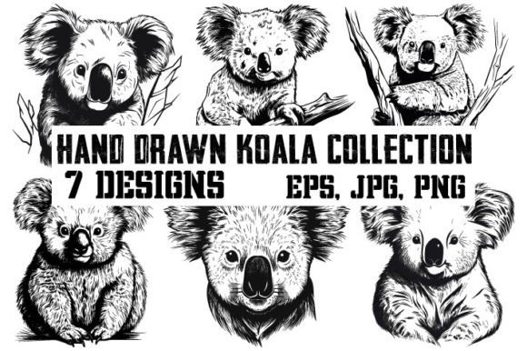 Hand Drawn Koala Animal Collection: Authentic Design