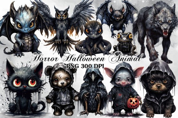 Horror Halloween Animal Clipart Bundle: Design with Bite